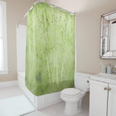 薄暗い緑の背景の竹 シャワーカーテン (インサイチュ)