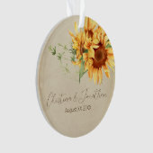 薄暗い羊皮紙に水色のひまわり オーナメント (正面)