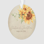 薄暗い羊皮紙に水色のひまわり オーナメント (正面)