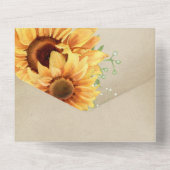 薄暗い羊皮紙に水色のひまわり オールインワン招待状 (裏面)