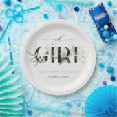 薄暗い葉のシダ多肉質オ女の子ベビーシャワー ペーパープレート (パーティー)