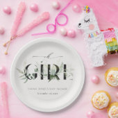 薄暗い葉のシダ多肉質オ女の子ベビーシャワー ペーパープレート (パーティー)