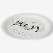 薄暗い葉のシダ多肉質Oh男の子ベビーシャワー ペーパープレート (アングル)