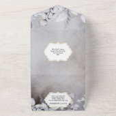 薄暗い青い森の水色の葉結婚の色 オールインワン招待状 (外側)