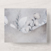 薄暗い青い森の水色の葉結婚の色 オールインワン招待状 (裏面)