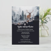 薄暗い青い灰色の石板の水色のスタッグ森林の木 招待状 (スタンド正面)