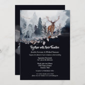 薄暗い青い灰色の石板の水色のスタッグ森林の木 招待状 (正面/裏面)