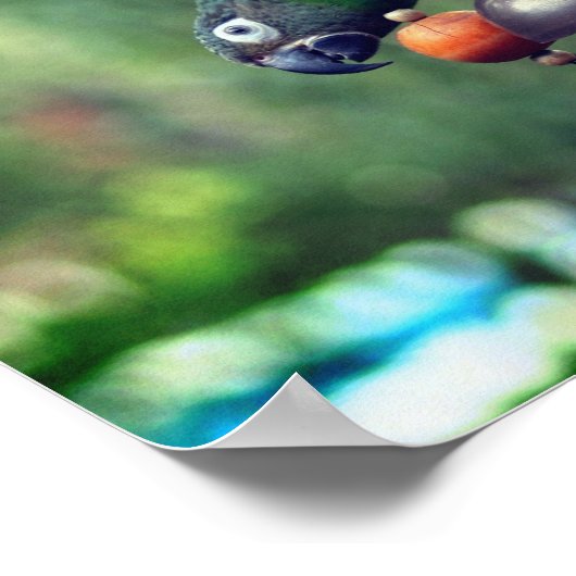 薄暗い頭のオウムが逆さまに ポスター (角)