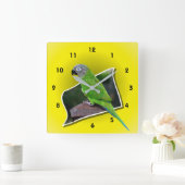 薄暗い頭のオウム動物 スクエア壁時計 (ホーム)