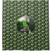 薄暗い頭のコンキュアのオウム シャワーカーテン (正面)