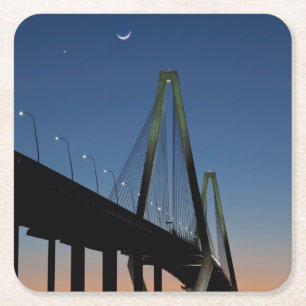 薄暗がりのアーサーRavenel Jr.橋 スクエアペーパーコースター