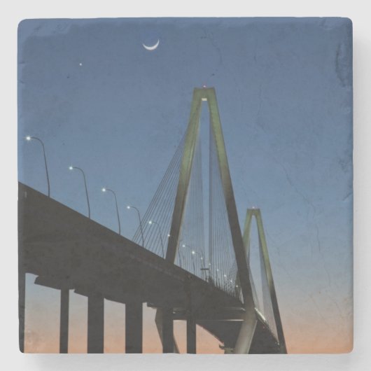 薄暗がりのアーサーRavenel Jr.橋 ストーンコースター (正面)