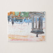 薄暗がりのエジンバラスコットランドのスカイライン ジグソーパズル (横)