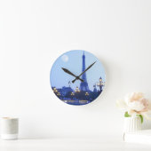 薄暗がりのエッフェル塔 ラウンド壁時計 (ホーム)