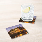 薄暗がりのコースターのアムステルダム運河の家 スクエアペーパーコースター (インサイチュ)