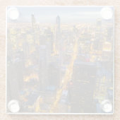 薄暗がりのシカゴの都心のスカイライン ガラスコースター (裏面)