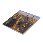 薄暗がりのシカゴの都心のスカイライン タイル (側面)