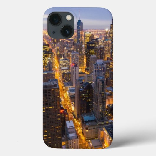 薄暗がりのシカゴの都心のスカイライン Case-Mate iPhoneケース (裏面)
