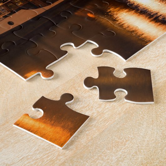 薄暗がりのジグソーパズルのアムステルダム運河の家 ジグソーパズル (側面)