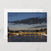 薄暗がりのセーヌ河橋 ポストカード (正面/裏面)