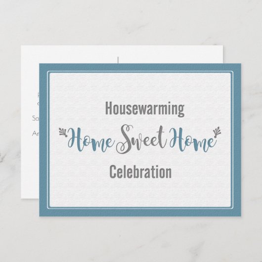 薄暗がりのブルーグレーの家の甘い家の引っ越し祝いパーティーのパーティー インビテーションポストカード (正面/裏面)
