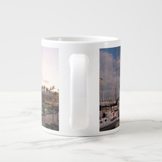 薄暗がりのマイアミの財政のスカイライン ジャンボコーヒーマグカップ (裏面)