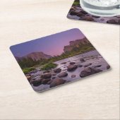 薄暗がりのヨセミテ国立公園 スクエアペーパーコースター (アングル)