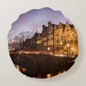 薄暗がりの円形の枕のアムステルダム運河の家 ラウンドクッション (裏面)