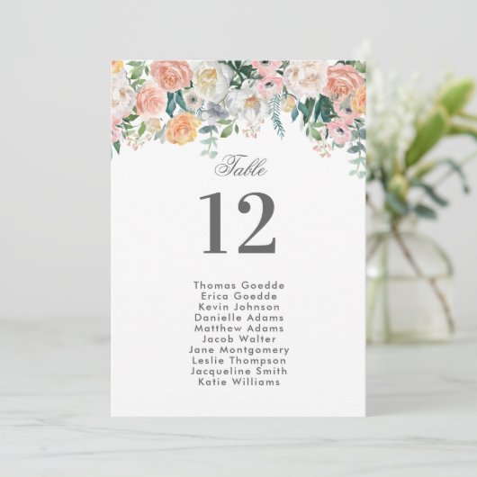 薄暗がりの水彩画の花|の着席の図表 招待状 (スタンド正面)