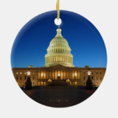 薄暗がりの米国の国会議事堂の建物 セラミックオーナメント (裏面)