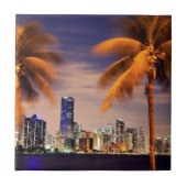 薄暗がりの米国、フロリダ、マイアミのスカイライン タイル (正面)