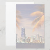 薄暗がりの米国、フロリダ、マイアミのスカイライン 便箋 (正面/裏面)