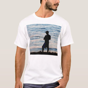 薄暗がり6のTシャツの波魚釣り Tシャツ