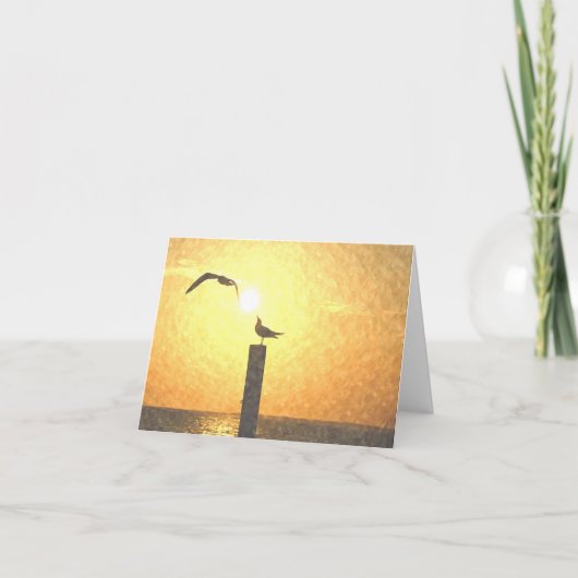 薄暗がりNotecardのカモメ サンキューカード (正面)