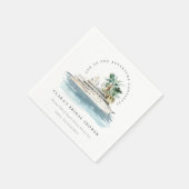薄暮のクルーズ船 パームシーケープ ブライダルシャワー スタンダードカクテルナプキン (角)