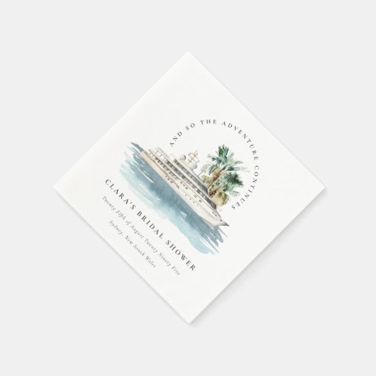 薄暮のクルーズ船 パームシーケープ ブライダルシャワー スタンダードカクテルナプキン (角)