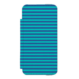 薄暮の青と濃いターコイズのストライプ iPhone SE/5/5sウォレットケース