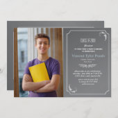 薄枠シャルボード卒業写真招待状 招待状 (正面/裏面)