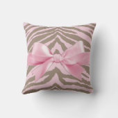 薄桃色と茶色のゼブラ(リボン弓あり) クッション (裏面)
