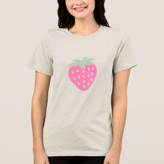 薄桃色のイチゴ トライブレンドTシャツ (正面)