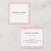 薄桃色のグリッター縁どミニマルプロフェッショナル スクエア名刺 (正面/裏面)