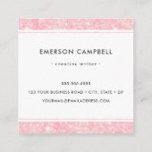 薄桃色のグリッター縁どミニマルプロフェッショナル スクエア名刺 (裏面)