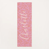 薄桃色の植物葉柄パーソナライズされた ヨガマット (正面)