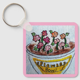 薄桃色の花のボウル キーホルダー
