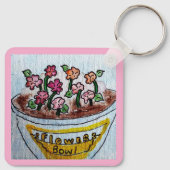 薄桃色の花のボウル キーホルダー (裏面)