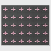 薄桃色の飛行機 ラッピングペーパー (フラット)