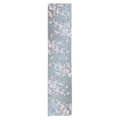薄桃色の slate blue の桜の花 ショートテーブルランナー (正面)