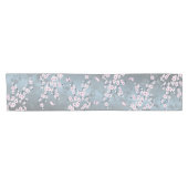 薄桃色の slate blue の桜の花 ショートテーブルランナー (横)