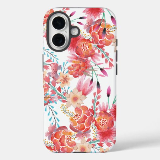 薄桃色サンゴ水色トレンディー花模様 Case-Mate iPhoneケース (裏面)