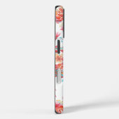 薄桃色サンゴ水色トレンディー花模様 Case-Mate iPhoneケース (裏面 / 右)